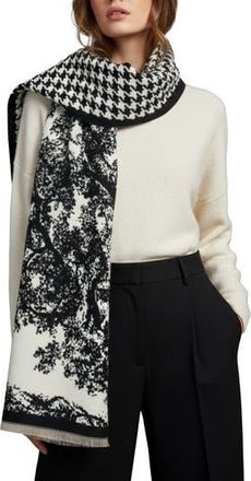 Saachi Reversible Houndstooth Print Scarf in Black at Nordstrom Rack