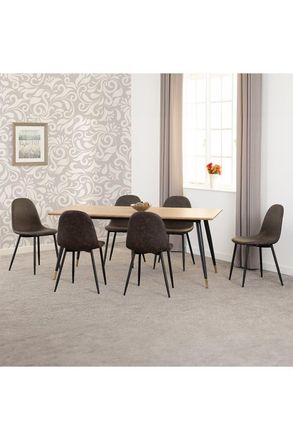 Seconique Hamilton Large Dining Set with Athens Chairs in Brown