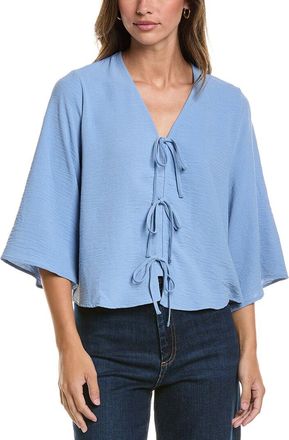 Adrianna Papell V-Neck Open Front Airflow Woven Top