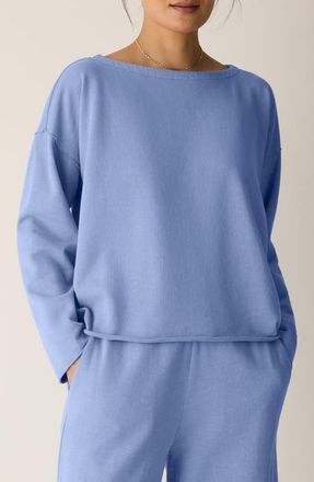Eileen Fisher Bateau Neck Boxy Top in Haze at Nordstrom, Size Xx-Small