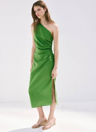 Mango Vestito asimmetrico increspato verde - Donna - XS - MANGO