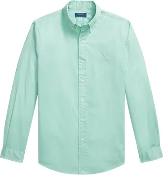 Ralph Lauren Overhemden, Heren, Groen, M, Katoen, Custom Fit Overhemd