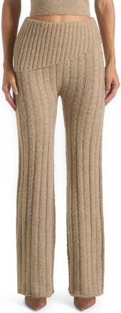 Mani&egrave;re De Voir Elvy Cable Knit Foldover Fit & Flare Bottoms in Taupe at Nordstrom, Size Small