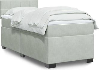 vidaXL Vidaxl - Cama Box Spring Con Colch&oacute;n Terciopelo Gris Claro 100x200 Cm