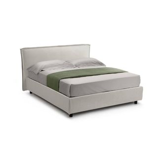 Dmora Cama Doble Brunate, Cama Matrimonial Con Colch&oacute;n Incluido, Desenfundable Hecho En Italia, Contenedor, Beige