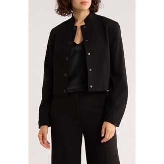 DKNY Button Front Cropped Jacket in Black at Nordstrom Rack, Size 4