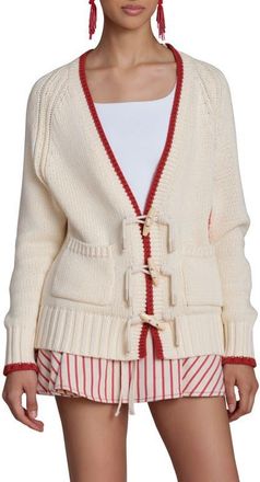 Avec Les Filles Intarsia Lobster Cardigan in Ivory Multi at Nordstrom, Size X-Small