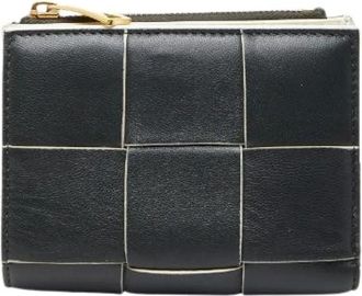 Bottega Veneta Pre-owned Wallets, female, Black, Size: ONE SIZE Pre-owned Cassette Maxi Intrecciato Leather Bifold Wallet