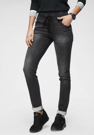 Kangaroos Jogg Pants KANGAROOS, Damen, Gr. 34, N-Gr, schwarz (schwarz used), Denim/Jeans, Obermaterial: 59% Baumwolle, 40% Polyester, 1% Elasthan, bequem lang, 