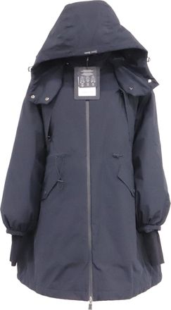 Herno Zip-Up Hooded Parka Coat in Navy Blue Polyester