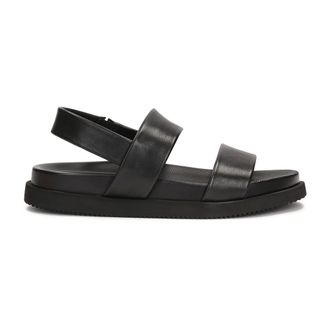 Kazar Schoenen, Heren, Zwart, 43 EU, Leer, Zwarte Leren Sandalen met Elastische Band