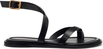 Reformation Jane Flat Sandal in Black Leather at Nordstrom, Size 10.5