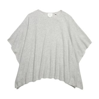 Vince Capes, female, Gray, Size: ONE SIZE Reverse-Jersey Cashmere Boat-Neck Poncho