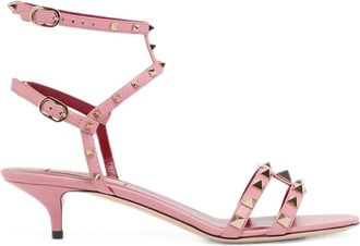 Valentino Schoenen, Dames, Roze, 39 EU, Leer, Rockstud Kittenhak Sandalen
