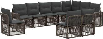vidaXL Conjunto De Sof&aacute;s De Jard&iacute;n 10 Uds. Gris Y Gris Oscuro Vidaxl