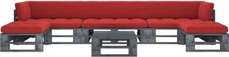 vidaXL Muebles De Palets 6 Pzas Y Cojines Madera Pino Impregnada Gris Vidaxl