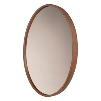 Dmora Espejo Erbusco, Forma Ovalada, Tipo De Pared, Estructura Transparente, 45x60h Cm Marr&oacute;n Nogal