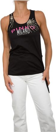 Pinko Mouwloze Top in Trendy Stijl - Dames - Tops zonder mouwen - Zwart - M - Katoen - Tops