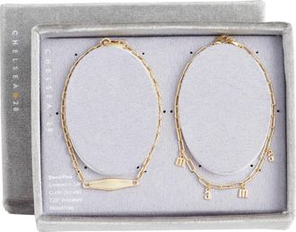 Chelsea28 Set of 2 Demi Fine Mama Chain Bracelets in Clear- Gold at Nordstrom