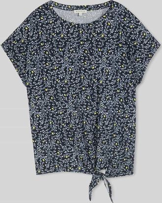 Tom Tailor Regular Fit T-Shirt aus Baumwoll-Mix mit Knotendetail in Marine, Gr&ouml;&szlig;e XXXL