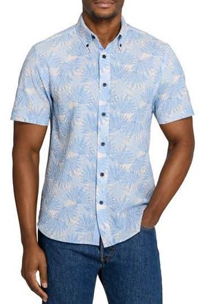 ConStruct Leaf Seersucker Short Sleeve Shirt in French Blue at Nordstrom Rack, Size Medium