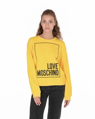 Love Moschino Womens Sweatshirt - Yellow Cotton - Size EU 40 (Womens)