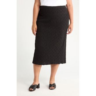 Eileen Fisher Textured Organic Cotton Blend Pencil Skirt in Black at Nordstrom Rack, Size 3X