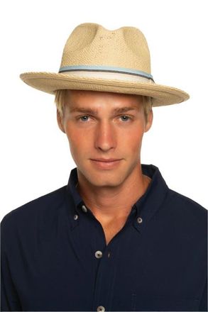Coolibar Mens Hand Woven Fedora, UPF 50+ Sun Protection, Surf Club in Natural Straw at Nordstrom, Size Medium
