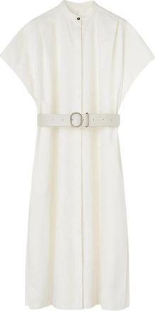 Jil Sander Jurk met ceintuur - Dames - Casual kleedjes - Wit - S - Katoen - Kleedjes