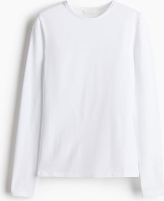 H&M Figurnahes Baumwollshirt - White