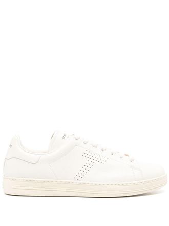 Tom Ford perforated-logo leather sneakers - Neutrals