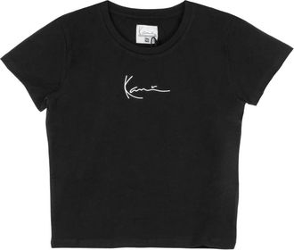 Karl Kani Signature Crop Tee Zwart/Wit - Dames - T-shirts - Zwart - M - Katoen - Tops