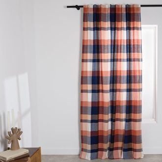 Maisons du monde Cortina de algod&oacute;n tejido con estampado de cuadros, multicolor, 140x250 cm (unidad)