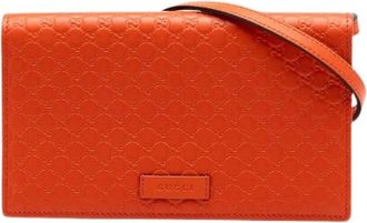 Gucci Pre-owned Embossed Leather Crossbody Bag - Dames - Vintage Schoudertas - Oranje - ONE Size - Leer - Vintage