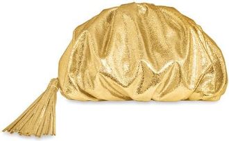 Rebecca Minkoff Ruched Faux Leather Clutch in Solid Gold at Nordstrom