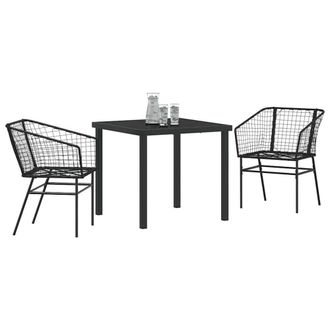 Berkfield Home Modern 3 Piece Garden Dining Set Black Poly Rattan