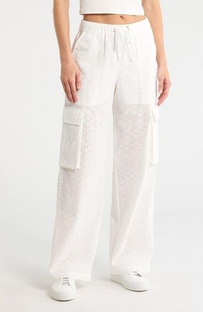 Sanctuary Free Trim Eyelet Cargo Pants in Bleached White at Nordstrom Rack, Size X-Small