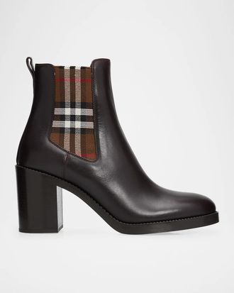 Burberry 70mm Hampstead Leather Chelsea Booties