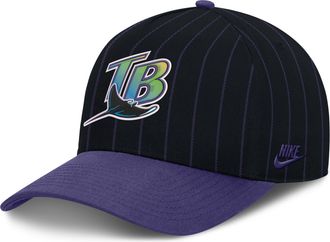 Nike Tampa Bay Rays Cooperstown Rise Nike Mens MLB A-Frame Adjustable Hat in Black | NB1D049YTDV-JC9