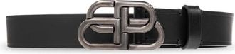 Balenciaga Leren riem met logo - Dames - Riemen - Zwart - 70 CM - Leer - Accessoires