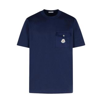 Moncler T-Shirts, male, Blue, Size: S Archive Logo Pocket T-Shirt