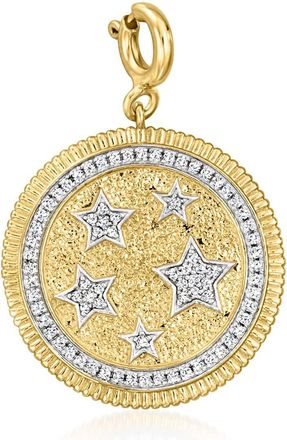 Ross-Simons Diamond Stars Medallion Charm in 18kt Gold Over Sterling
