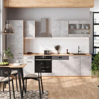 Vicco Mueble De Cocina R-line, Hormig&oacute;n/roble Dorado, 300 Cm, Et Antracita