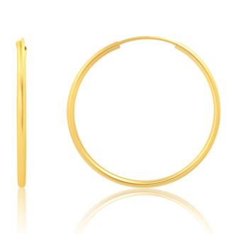 MAX + STONE 14k Yellow Gold 1.5mm Tube Flex Continuous Hoop Earrings 10MM-33MM