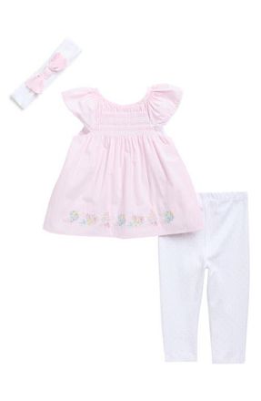 Little Me Posy Tunic, Leggings & Headband Set in Pink at Nordstrom, Size 12M