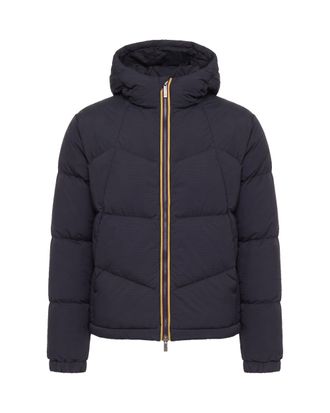 K-Way Padded Quilted Jacket With Chevron Stitching And Hood