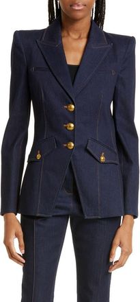 Veronica Beard Anoki Cotton Blend Denim Dickey Jacket in Dark Oxford Blue at Nordstrom, Size 0
