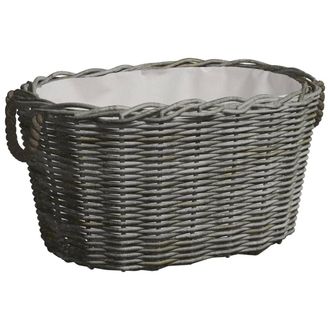 vidaXL Cesta De Le&ntilde;a Asas De Transporte Sauce Natural Gris 59x42x28 Cm Vidaxl