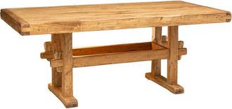 Biscottini International Mesa Country Rústica En Madera Natural De Tilo Macizo Acabado Natural