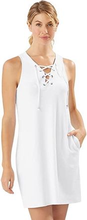 Tommy Bahama Color-Block Lace-Up Spa Dress Womens Swimwear White : MD (US 10-12), Spandex/Nylon